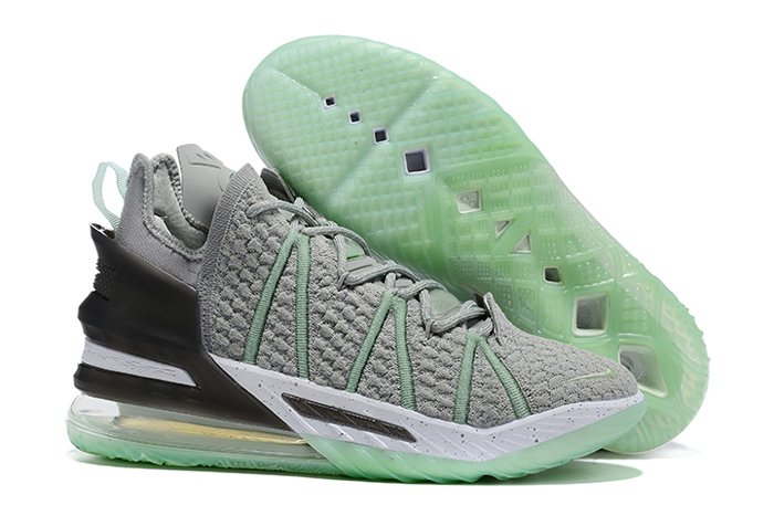 Nike LeBron 18 Gray Green Basketball Shoes On Sale Now