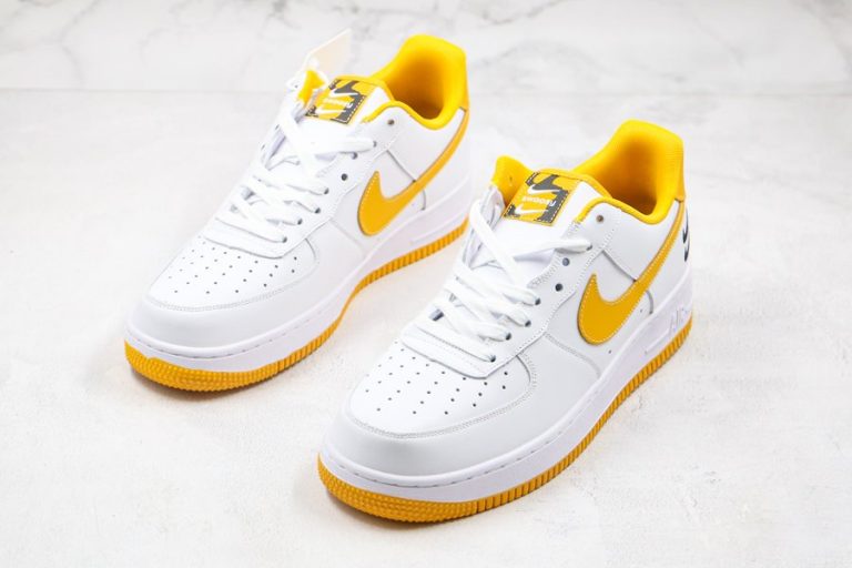 white and neon yellow air force 1