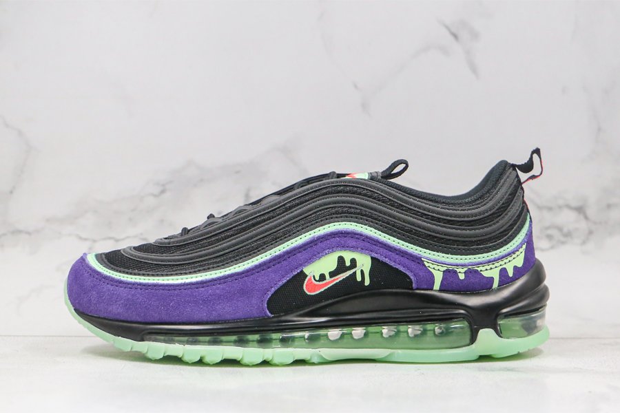 Air Max 97 Slime Halloween Black Purple Green Glow-in-the-Dark Outsole