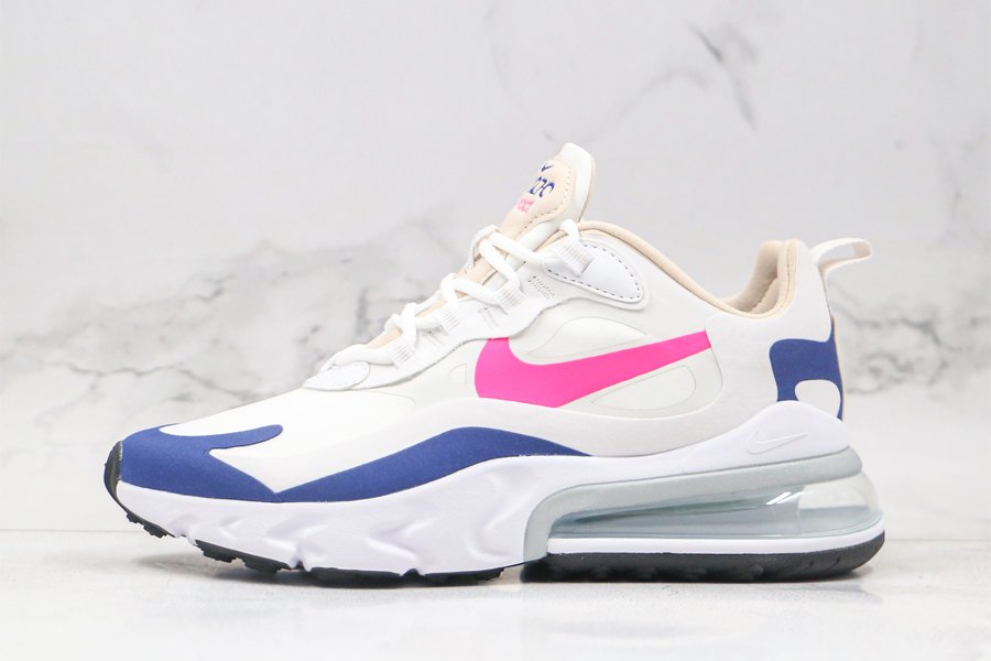 Ladies Nike Air Max 270 React White Navy Pink For Sale
