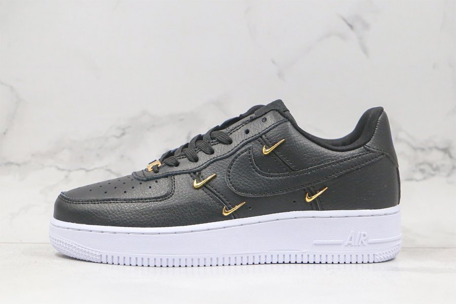 Nike Air Force 1 07 LX Black With Mini Gold Swoosh To Buy