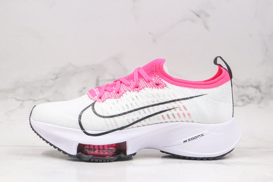 Womens Nike Air Zoom Tempo NEXT Flyknit White Pink Running Shoes