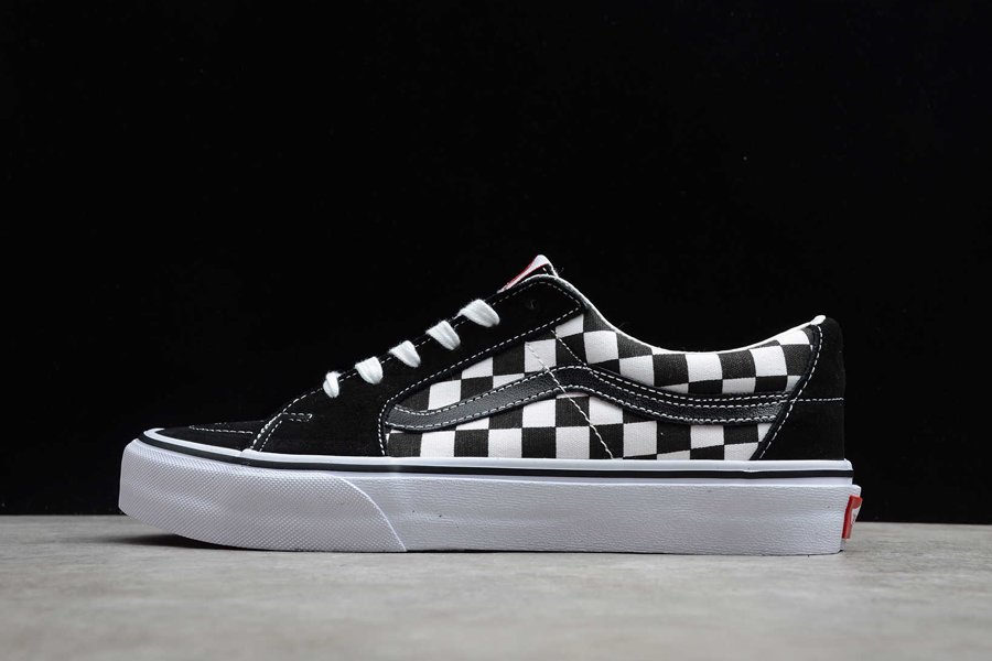 Vans SK8-Low Checkerboard Skate Shoes Black White Discount Sale