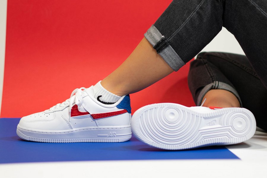 Nike Air Force 1 LXX White Game Royal University Red On Feet