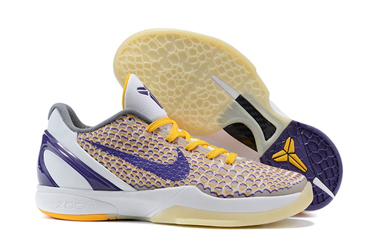 Nike Zoom Kobe 6 VI 3D Lakers White Club Purple-Del Sol