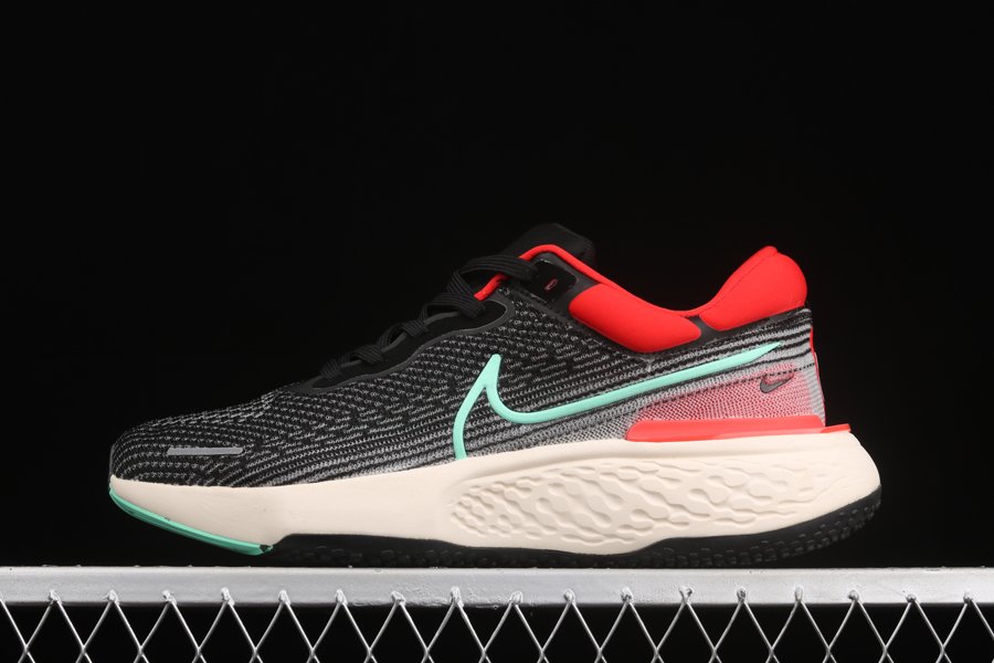 Nike ZoomX Invincible Run Flyknit Black Green Glow-Chile Red