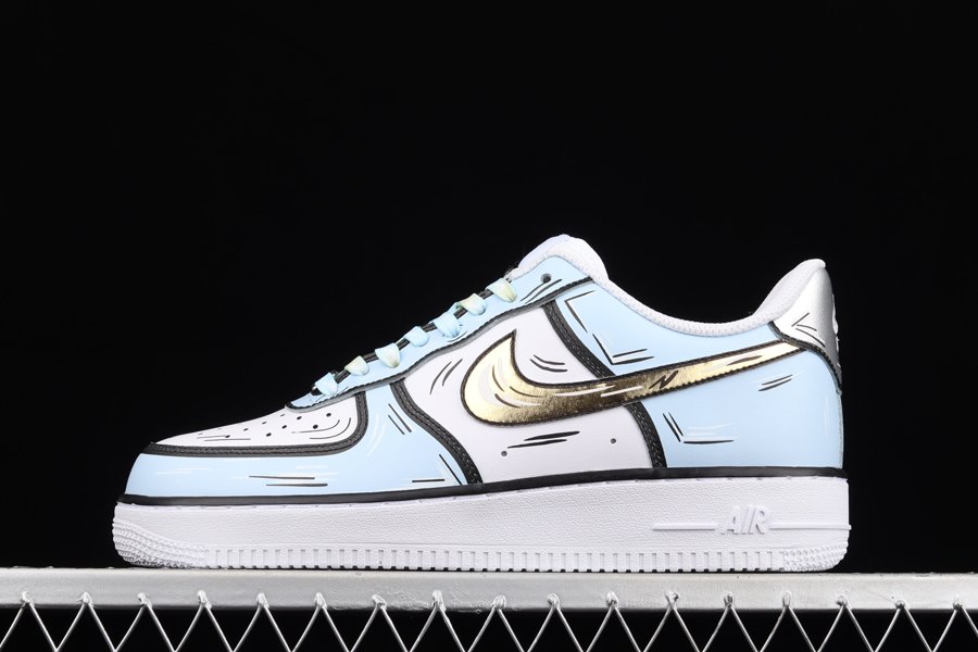 Nike Air Force 1 Low Marshmallow White Blue Gold