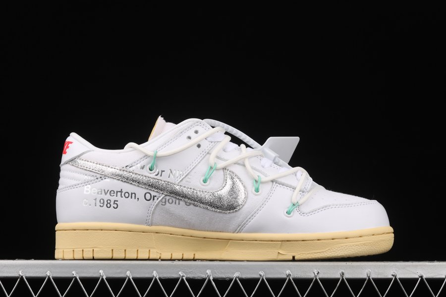 Off-White x Nike Dunk Low “01 of 50” White Silver - FavSole.com