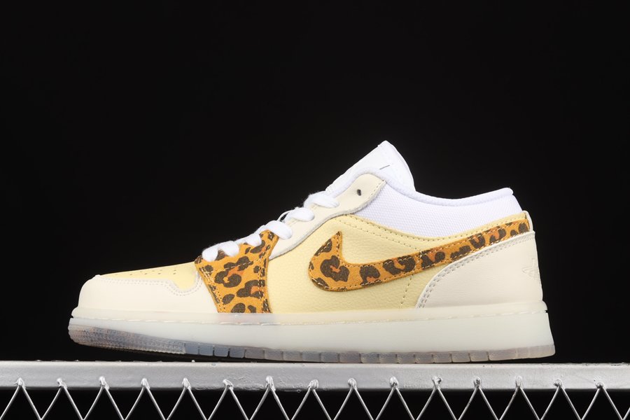 Air Jordan 1 Low SNKRS Day White Yellow Clear Leopard