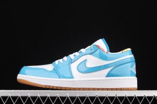 DC6991-400 White Blue Air Jordan 1 Low With Patent Leather and Gum Soles