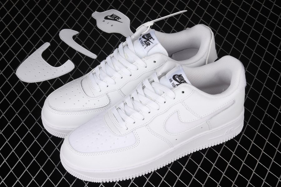 DB2812-100 White Nike Air Force 1 Low With Fun Patches - FavSole.com