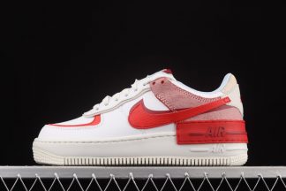CI0919-108 Nike Air Force 1 Shadow Cracked Leather White Red