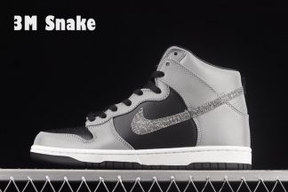 624512-100 Nike Dunk High 3M Snake White Black-Reflective Silver