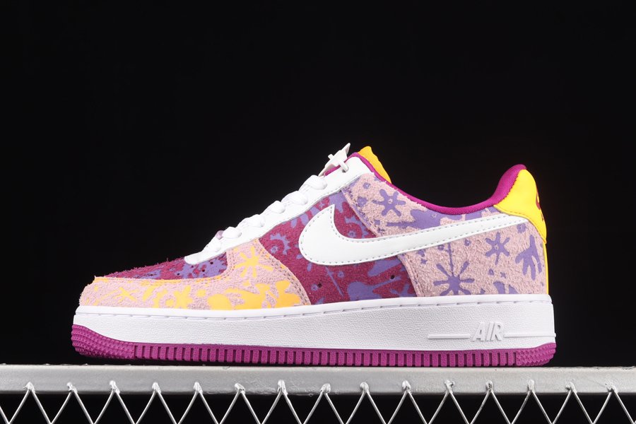 DD5516-584 Nike Air Force 1 Low Red Plum Light Arctic Pink-Wild Violet-White