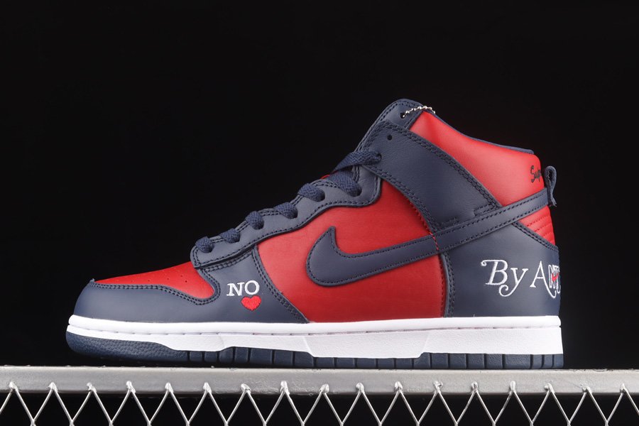 DN3741-600 Supreme x Nike SB Dunk High By Any Means Navy Red