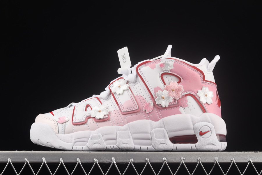 Ladies Nike Air More Uptempo White Pink Flower