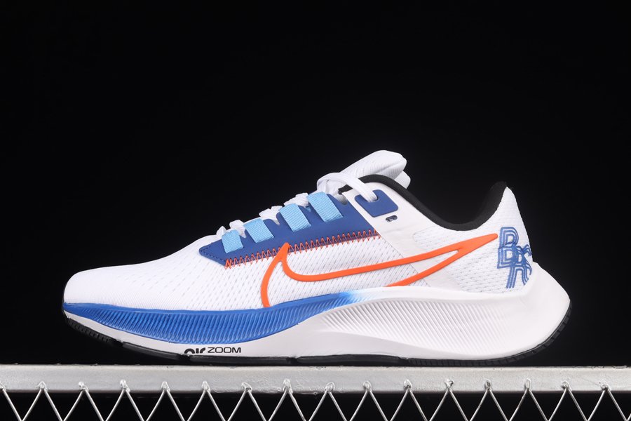 DQ8575-100 Nike Air Zoom Pegasus 38 Ribbon Sports Shoes White Game Royal Blue-Rush Orange