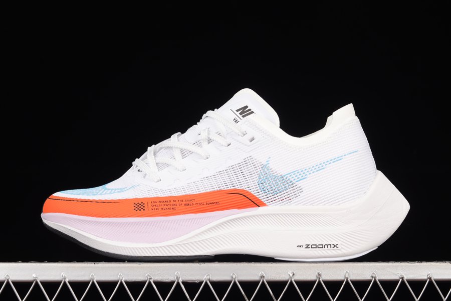 Nike ZoomX VaporFly NEXT% 2 White Rush Orange-Doll-Laser Blue