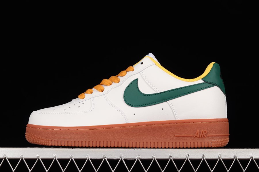 New Nike Air Force 1 Low White Yellow Green
