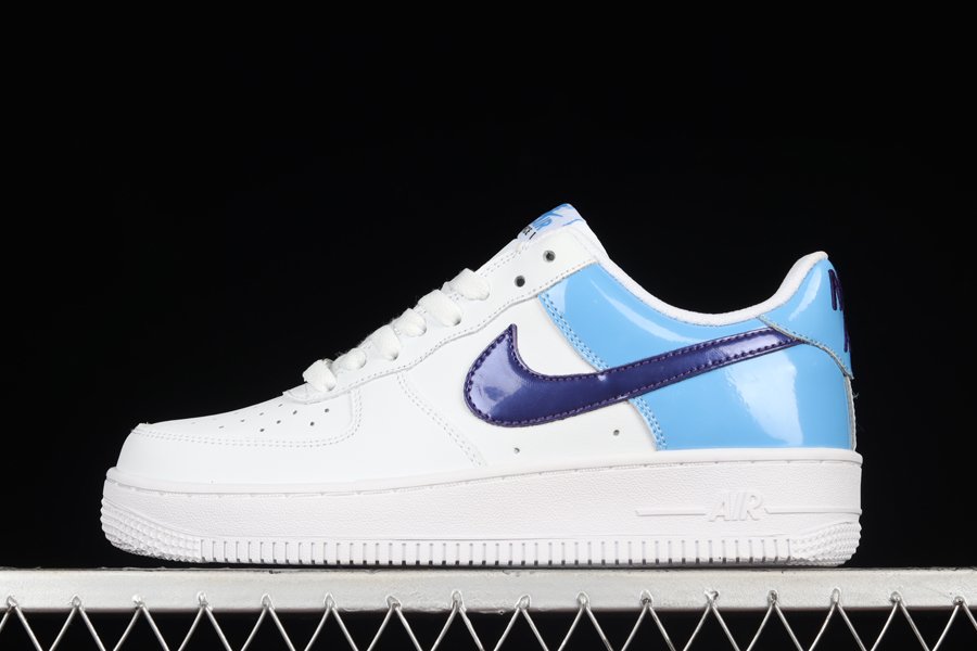 Blue Patent Leather Swooshes Pop On This Nike Air Force 1 Low