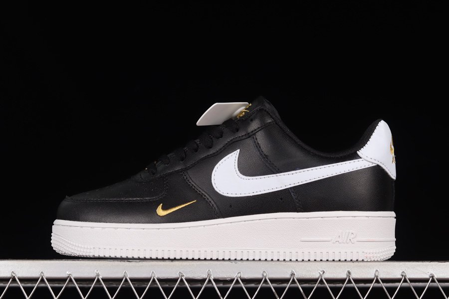 CZ0270-001 Black White Nike Air Force 1 Low with Gold Mini Swooshes