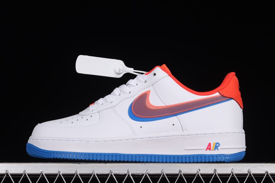 DX1787-100 Nike Air Force 1 Low Double Swoosh White Blue Orange Casual Shoes