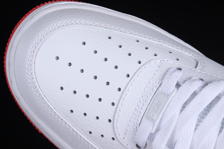 DX9269-101 Nike Air Force 1 Low White With Habanero Red Layered Swooshes