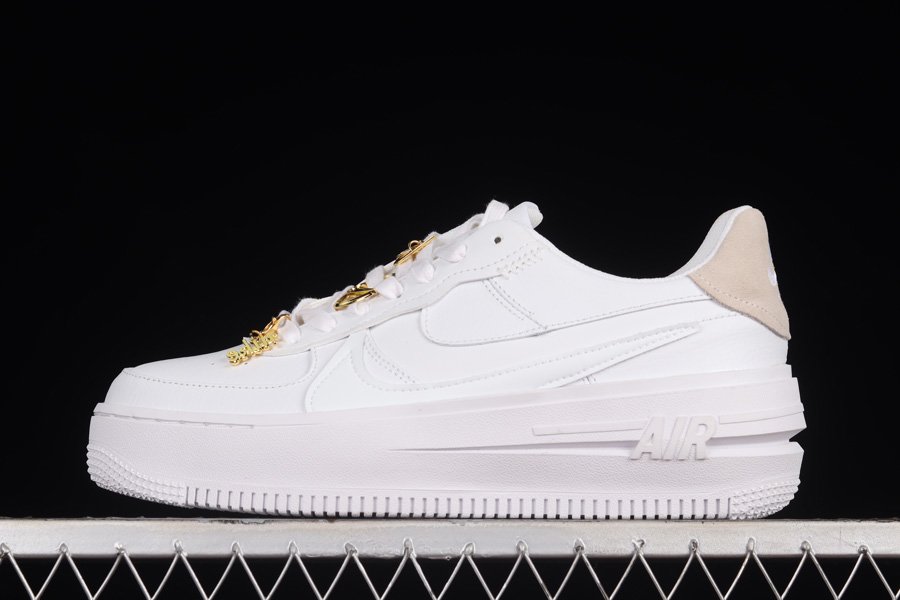 Nike Air Force 1 PLT.AF.ORM Bling White Metallic Gold